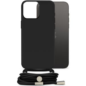 Mobilize Lanyard Gelly iPhone 14 Pro Max Flexibel TPU Hoesje met koord - Zwart