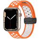 Mobigear Sport Plus Mag Siliconen Apple Watch Bandje Magneetsluiting - 42/41/40/38 mm - Wit / Oranje