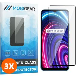 Mobigear Premium Realme C25Y Glazen Screenprotector - Case Friendly - Zwart (3-Pack)