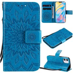 Mobigear Sunflower iPhone 12 Mini Hoesje Bookcase Portemonnee - Blauw