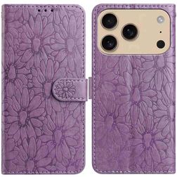 Mobigear Flowers iPhone 17 Pro Hoesje Bookcase Portemonnee - Paars