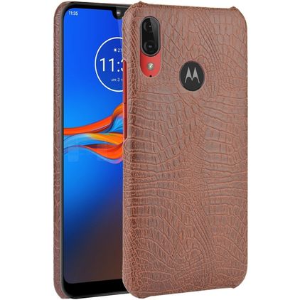 Mobigear Croco Motorola Moto E6 Plus Hoesje Backcover - Bruin