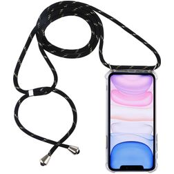Mobigear Lanyard iPhone 11 Flexibel TPU Hoesje met koord - Transparant / Zwart