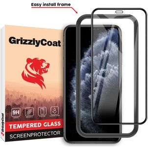 GrizzlyCoat Easy Fit iPhone X Glazen Screenprotector - Case Friendly + Installatie Frame - Zwart