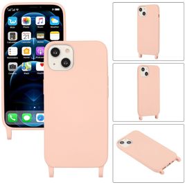 Mobigear Lanyard iPhone 14 Siliconen Hoesje met koord - Roze