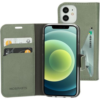 Mobiparts Classic Wallet iPhone 12 Mini Hoesje Bookcase Portemonnee - Stone Green