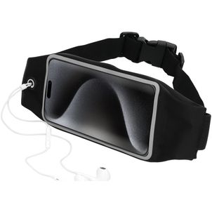 Mobiparts Comfort Fit Belt Telefoonhouder Hardlopen iPhone 15 Pro Max Sport Hoesje Neopreen Heuptas - Zwart
