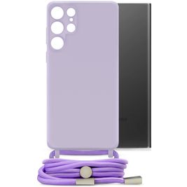 Mobilize Lanyard Gelly Samsung Galaxy S22 Ultra Flexibel TPU Hoesje met koord - Pastel Purple