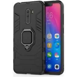 Mobigear Armor Ring Xiaomi Pocophone F1 Hoesje Hardcase Backcover Shockproof met Ringhouder - Zwart