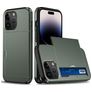 Mobigear Card iPhone 15 Pro Hoesje Hardcase Backcover Shockproof met Pasjeshouder - Legergroen
