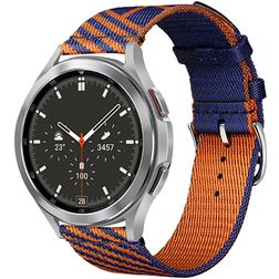 Mobigear Loop Nylon Smartwatch Bandje Gespsluiting - Universeel 22 mm connector - Blauw / Oranje