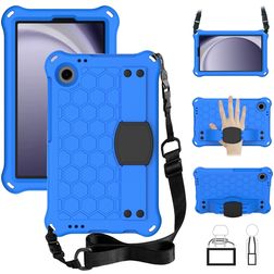 Mobigear HexStrap Samsung Galaxy Tab A9 (2023) Hoes EVA-schuim Backcover + Schouderband - Blauw