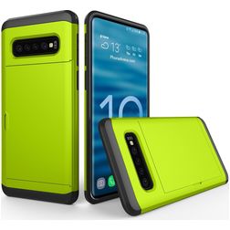 Mobigear Card Samsung Galaxy S10 Hoesje Hardcase Backcover Shockproof met Pasjeshouder - Groen