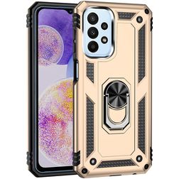 Mobigear Armor Ring Samsung Galaxy A23 Hoesje Hardcase Backcover Shockproof met Ringhouder - Goud