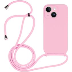 Mobigear Lanyard iPhone 14 Siliconen Hoesje met koord - Roze