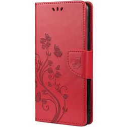 Mobigear Flowers Xiaomi Redmi Note 10 5G Hoesje Bookcase Portemonnee - Rood