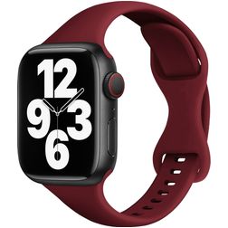 Mobigear Sport Slim Siliconen Apple Watch Bandje Druksluiting - 42/41/40/38 mm - Bordeaux Rood