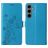 Mobigear Flowers Samsung Galaxy S24 FE Hoesje Bookcase Portemonnee - Blauw
