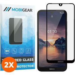 Mobigear Premium Nokia 1.3 Glazen Screenprotector - Case Friendly - Zwart (2-Pack)
