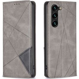 Mobigear Rhombus Slim Samsung Galaxy S23 Plus Hoesje Bookcase - Grijs Mobigear Rhombus Slim Samsung Galaxy S23 Plus Hoesje Bookcase - Grijs