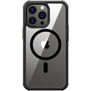 Valenta Full Cover iPhone 14 Pro MagSafe Hoesje Gehard Glas Backcover Shockproof - Transparant / Zwart