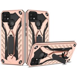 Mobigear Armor Stand Realme C25Y Hoesje Hardcase Backcover Shockproof met Standaard - Roségoud