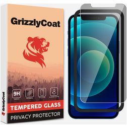 GrizzlyCoat Easy Fit AntiSpy iPhone 12 Mini Glazen Screenprotector Privacy - Case Friendly + Installatieframe