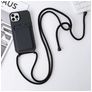 Mobigear Lanyard Card iPhone 15 Pro Max Siliconen Hoesje met koord en Pasjeshouder - Zwart