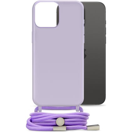Mobilize Lanyard Gelly iPhone 15 Pro Max Flexibel TPU Hoesje met koord - Pastel Purple