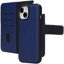 Mobiparts iPhone 15 MagSafe Hoesje Echt Leer Uitneembare 2in1 Bookcase Portemonnee - Blauw
