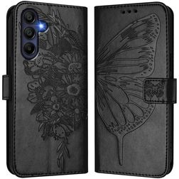Mobigear Flowers Samsung Galaxy A17 Hoesje Bookcase Portemonnee - Zwart
