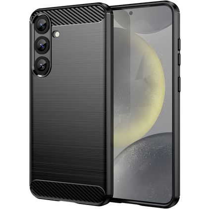 Mobigear Brushed Slim Samsung Galaxy S25 Plus Hoesje Flexibel TPU Backcover - Zwart