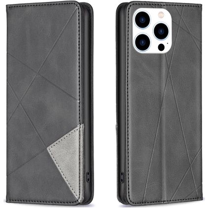 Mobigear Rhombus Slim iPhone 15 Plus Hoesje Bookcase - Zwart