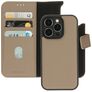 Mobiparts iPhone 14 Pro MagSafe Hoesje Echt Leer Uitneembare 2in1 Bookcase Portemonnee - Taupe