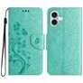 Mobigear Flowers iPhone 16 Hoesje Bookcase Portemonnee - Groen