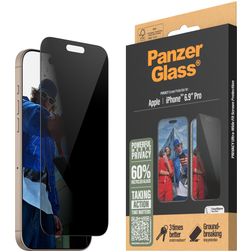 PanzerGlass Ultra-Wide Fit iPhone 16 Pro Max Glazen Screenprotector Privacy - Case Friendly - Zwart