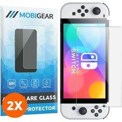 Mobigear Nintendo Switch OLED Glazen Screenprotector - Case Friendly - Zwart (2-Pack)