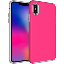 Mobigear Antislip iPhone XS Max Hoesje Hardcase Backcover Shockproof - Magenta