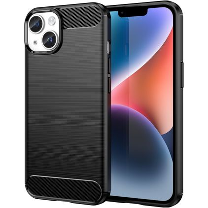 Mobigear Brushed Slim iPhone 15 Plus Hoesje Flexibel TPU Backcover - Zwart