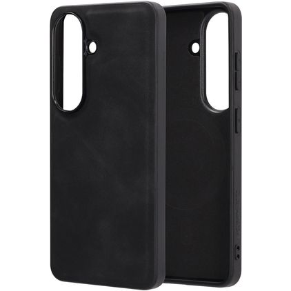 Mobiparts Classic Samsung Galaxy S26 MagSafe Hoesje TPU,Kunstleer Backcover - Graphite Black