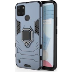 Mobigear Armor Ring Realme C21Y Hoesje Hardcase Backcover Shockproof met Ringhouder - Blauw