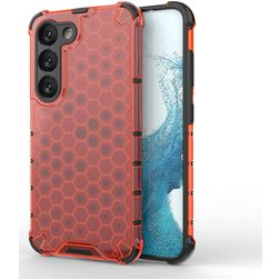 Mobigear Honeycomb Samsung Galaxy S23 Hoesje Hardcase Backcover Shockproof - Rood