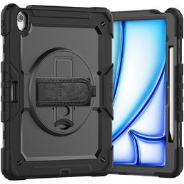 Xccess Survivor Essential iPad Air 13 Inch (2025) Hoes Hard Kunststof,Siliconen Backcover + Standaard - Zwart