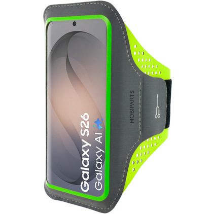 Mobiparts Comfort Fit Telefoonhouder Hardlopen Samsung Galaxy S26 Sport Hoesje Neopreen Sportarmband - Neon Green