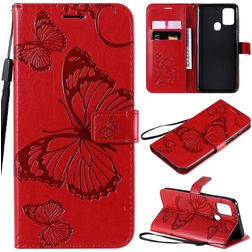 Mobigear Butterfly Samsung Galaxy A21s Hoesje Bookcase Portemonnee - Rood