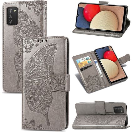 Mobigear Butterfly Samsung Galaxy A03s Hoesje Bookcase Portemonnee - Grijs