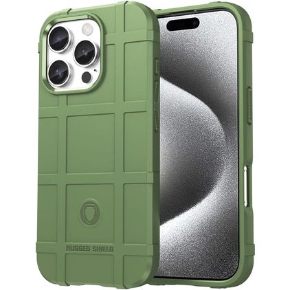 Mobigear Rugged Shield iPhone 16 Pro Hoesje Flexibel TPU Backcover Shockproof - Groen