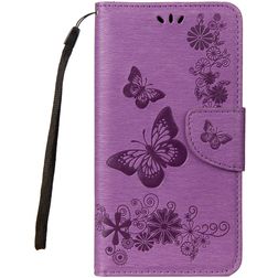 Mobigear Butterfly Samsung Galaxy A8 (2018) Hoesje Bookcase Portemonnee - Paars