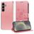 Mobigear Flowers Samsung Galaxy S25 Hoesje Bookcase Portemonnee - Roségoud