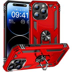 Mobigear Armor Ring iPhone 15 Pro Hoesje Hardcase Backcover Shockproof met Ringhouder - Rood